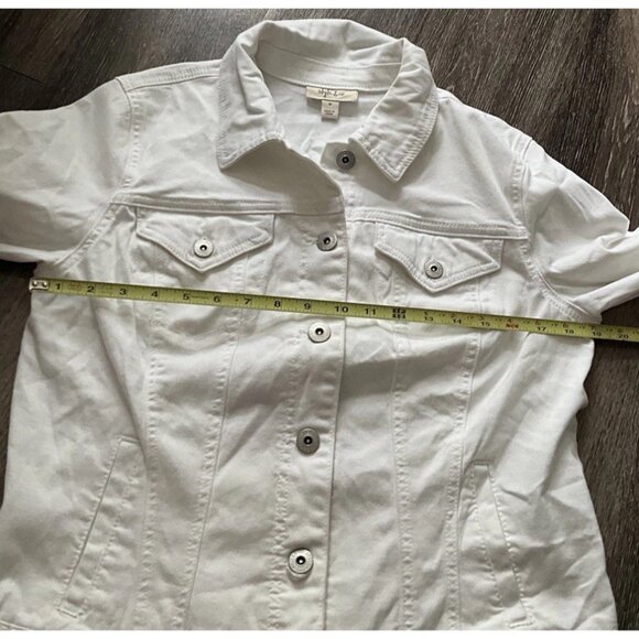 Style & Co White Jean Jacket Button Up Women’s Size Large - Picture 6 of 13